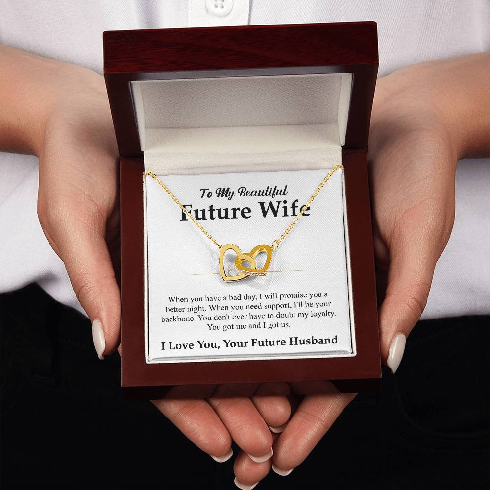 To My Future Wife Necklace - Best Romantic Jewelry Gift for Special Occasions & Love Appreciation - Interlocking Hearts Necklace