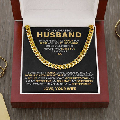 To My Amazing Husband - You're My Everything - Cuban Link Chain Gift from Wife to Husband