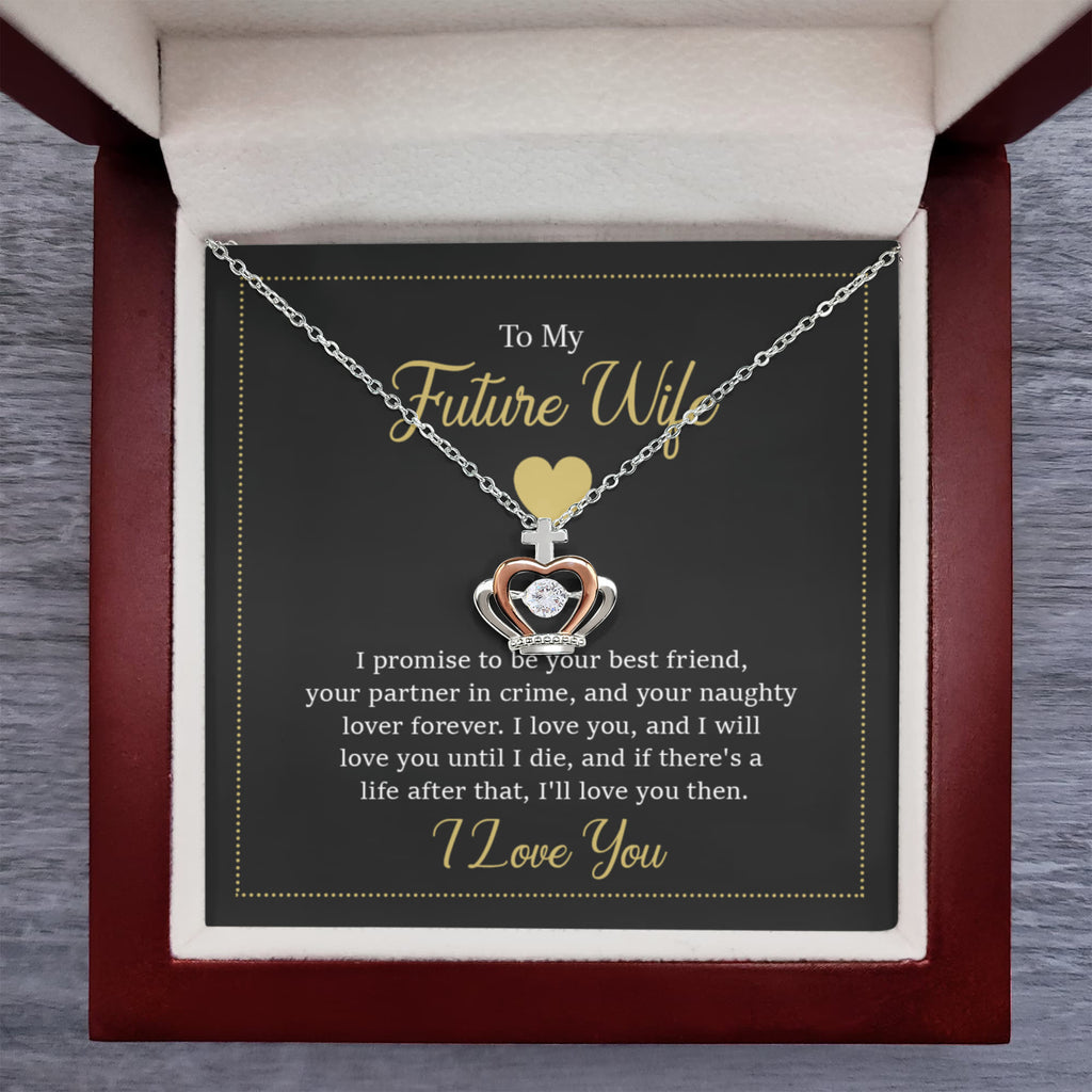 Future Wife Necklace - Romantic Jewelry Gift for Girlfriend for Valentine’s Day, Birthday & Proposal Celebrations - Crown Pendant Necklace