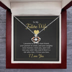 Future Wife Necklace - Romantic Jewelry Gift for Girlfriend for Valentine’s Day, Birthday & Proposal Celebrations - Crown Pendant Necklace