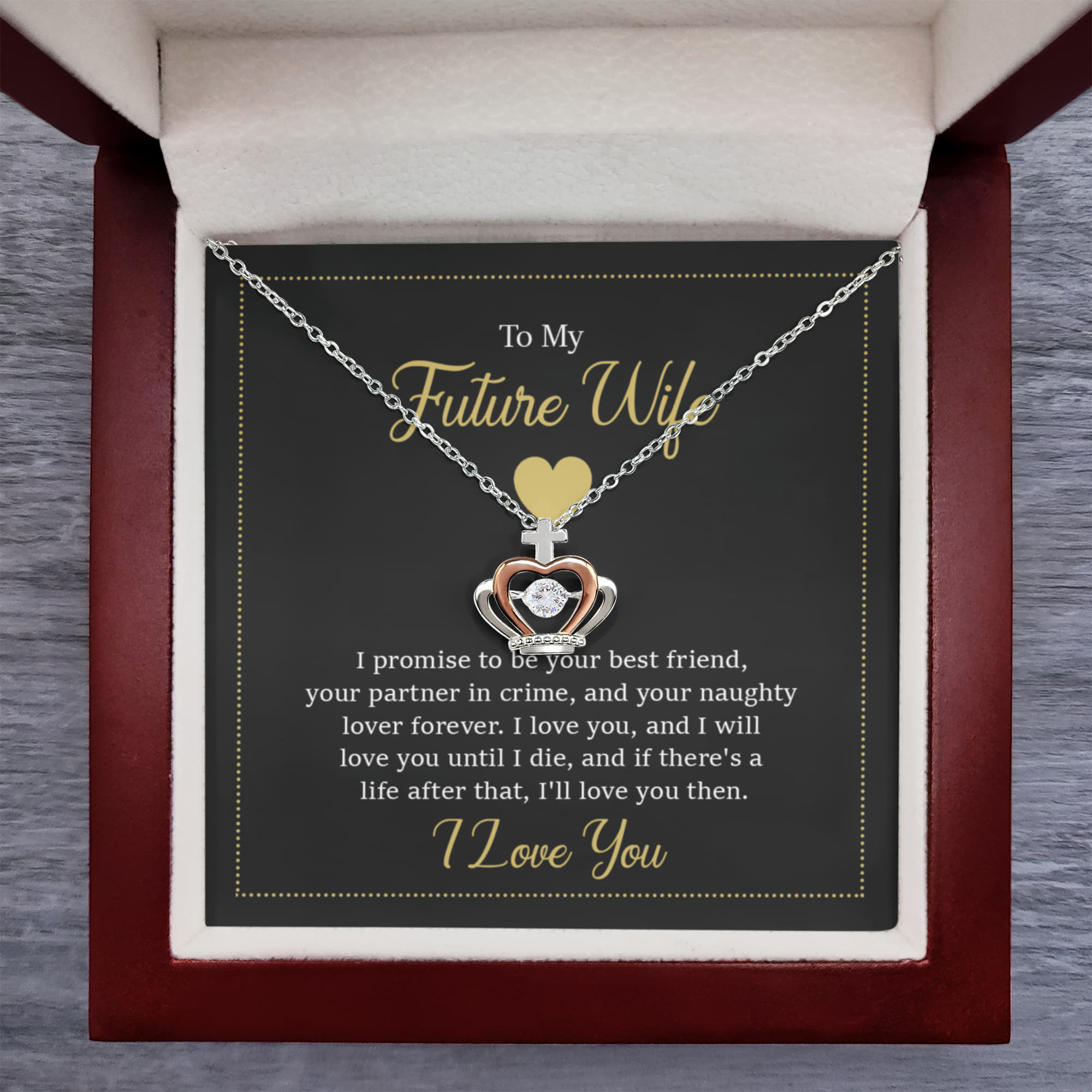 Future Wife Necklace - Romantic Jewelry Gift for Girlfriend for Valentine’s Day, Birthday & Proposal Celebrations - Crown Pendant Necklace