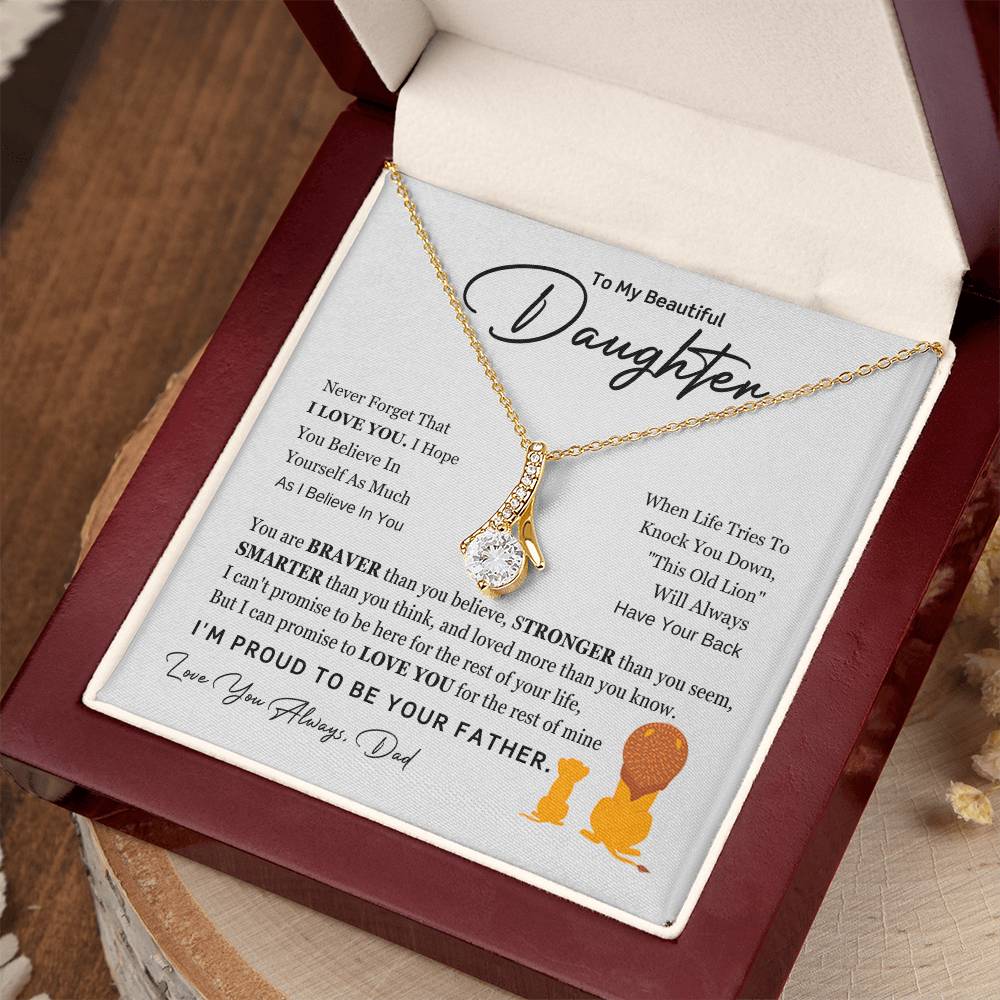 To My Daughter Necklace - Emotional Father to Daughter Jewelry for Birthday, Christmas & Life Happiness - Alluring Beauty Necklace
