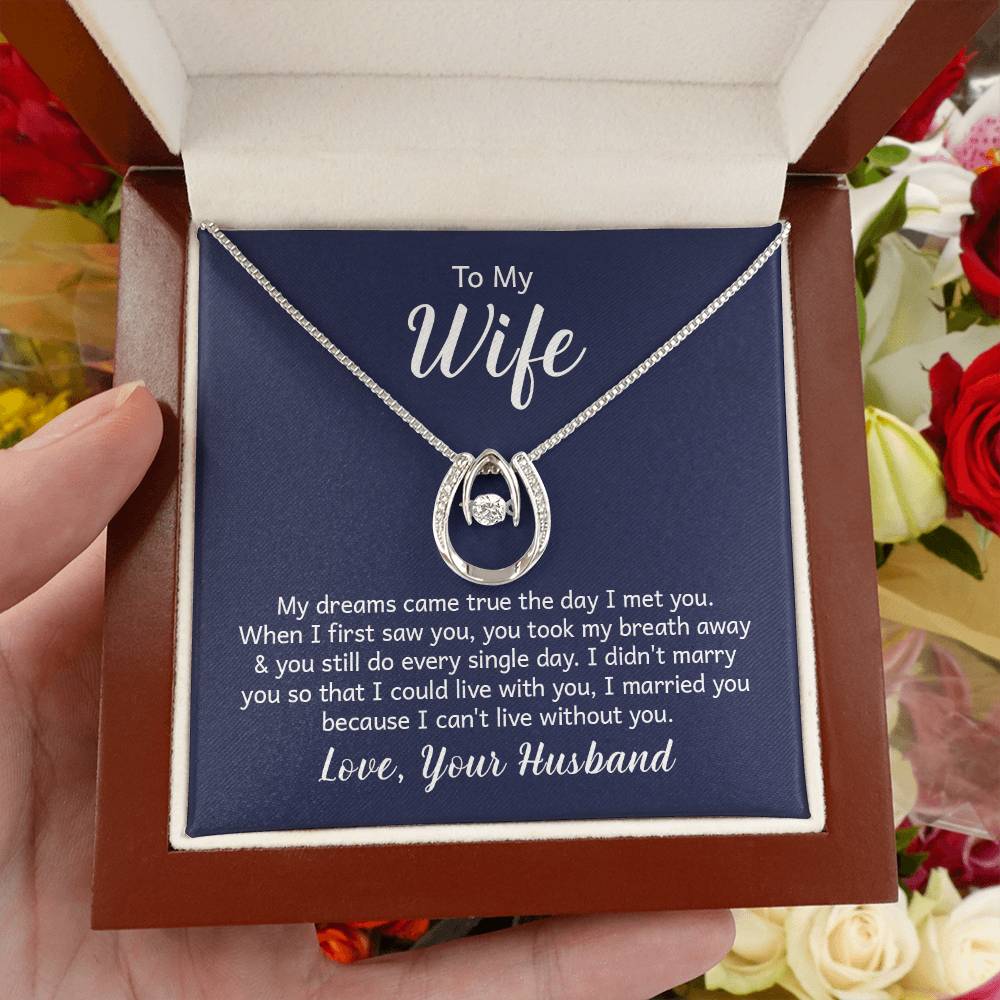 To My Wife Necklace - Romantic Husband to Wife Jewelry for Birthday, Valentine’s Day & Special Celebrations - Lucky In Love Necklace