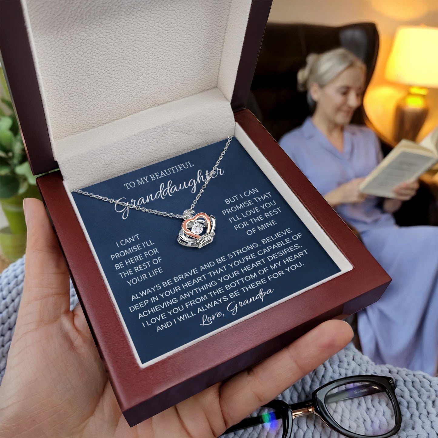 To My Granddaughter Necklace – Christmas Gift for Granddaughter’s Graduation from Grandpa – Crown Pendant Necklace