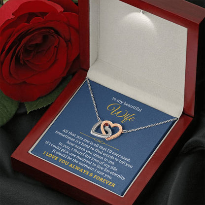 To My Wife Necklace - Romantic Jewelry for Valentine’s Day & Anniversaries - Interlocking Hearts Necklace