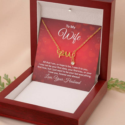 Romantic Jewelry Gift for Wife - Perfect From Husband for Birthday, Anniversary & Valentine’s Day - Scripted Love Necklace