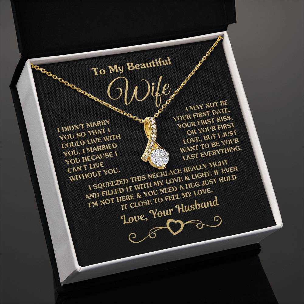 To My Beautiful Wife Necklace - Romantic Husband to Wife Jewelry for Birthday, Valentine’s Day & Special Celebrations - Alluring Beauty Necklace
