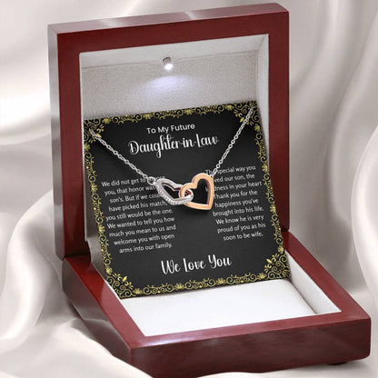 To My Future Daughter In Law - Interlocking Hearts Necklace - Gift for Bonus Daughter