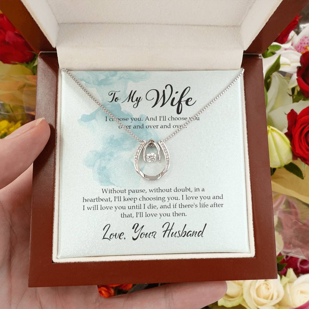 Emotional Wife Gift - Loving Jewelry from Husband for Birthday, Valentine’s Day & Anniversary - Lucky In Love Necklace