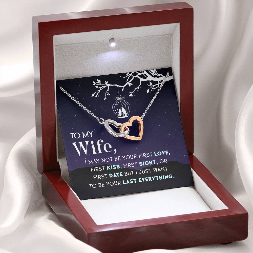 To My Beautiful Wife Necklace - Emotional Jewelry Gift for Wife from Husband to Celebrate Love Every Day - Interlocking Hearts Necklace