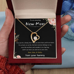 Heart Necklace Gift for Expecting Moms, Baby Shower Jewelry Keepsake, Mom-to-Be