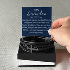 To My Son In Law – Holiday, Birthday, Graduation Gift – Men’s Cross Bracelet