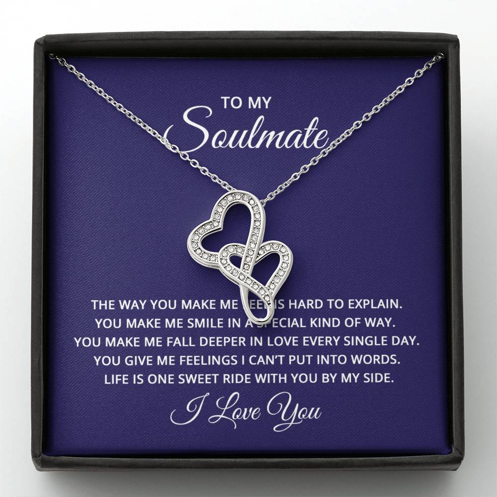 To My Soulmate Necklace - Romantic Necklace Gift for Her for Birthday & More - Heart-to-heart Pendant Necklace