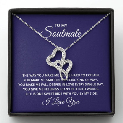 To My Soulmate Necklace - Romantic Necklace Gift for Her for Birthday & More - Heart-to-heart Pendant Necklace