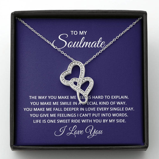 To My Soulmate Necklace - Romantic Necklace Gift for Her for Birthday & More - Heart-to-heart Pendant Necklace
