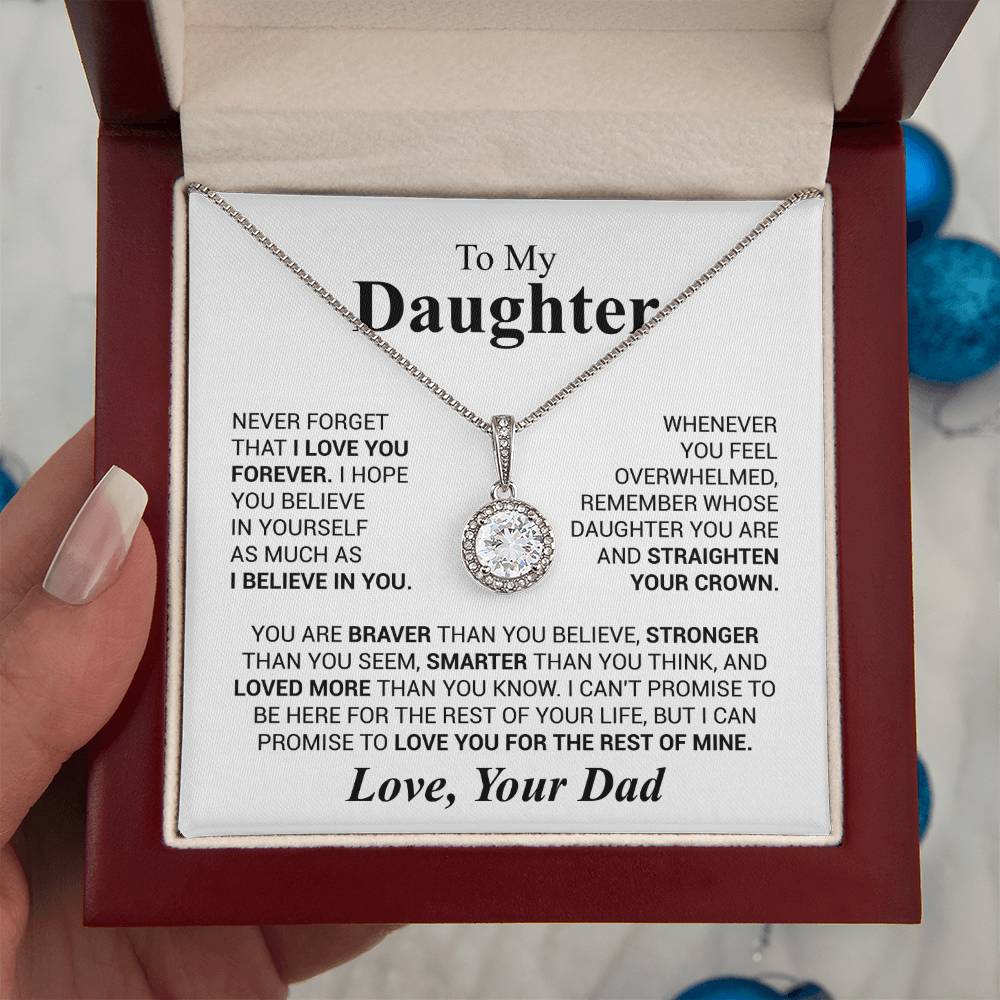 To My Daughter Necklace – Daughter Valentine Graduation Jewelry from Dad – Eternal Hope Necklace