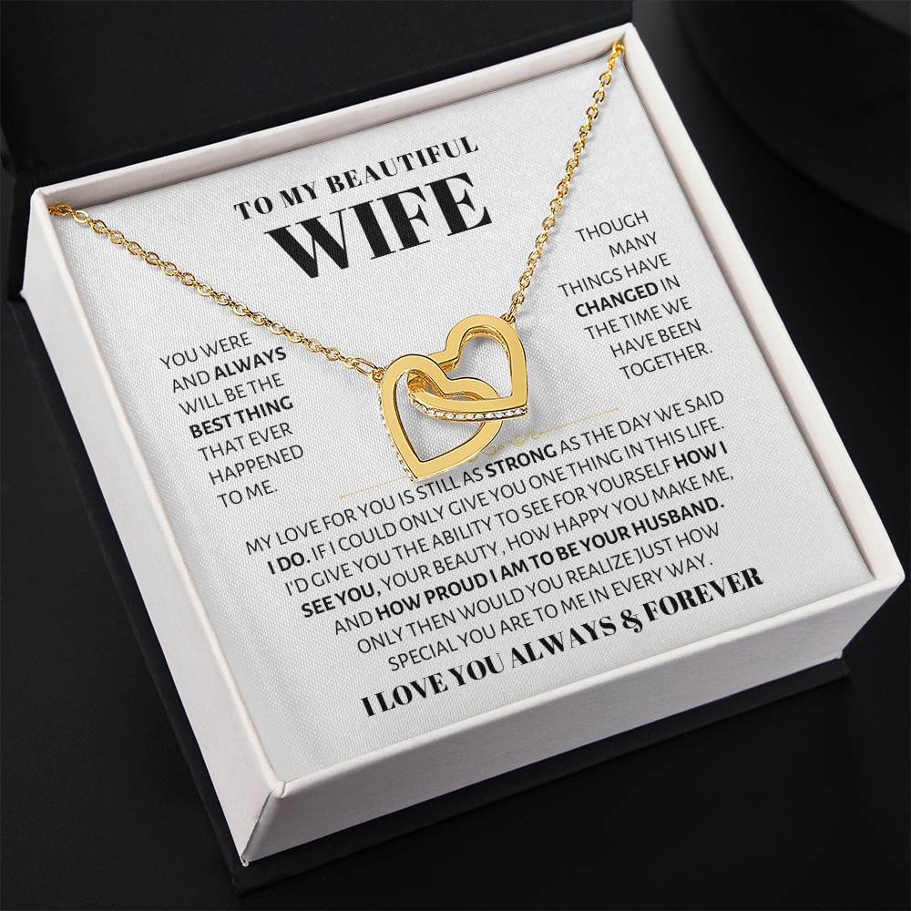To My Wife Necklace - Sweet Love Gift from Husband - Interlocking Hearts Necklace