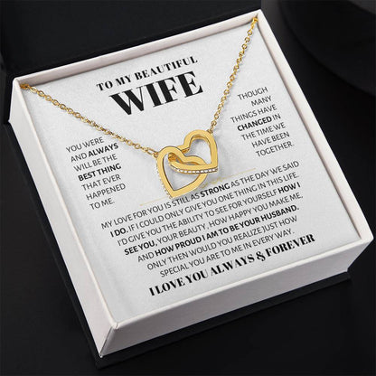 To My Wife Necklace - Sweet Love Gift from Husband - Interlocking Hearts Necklace