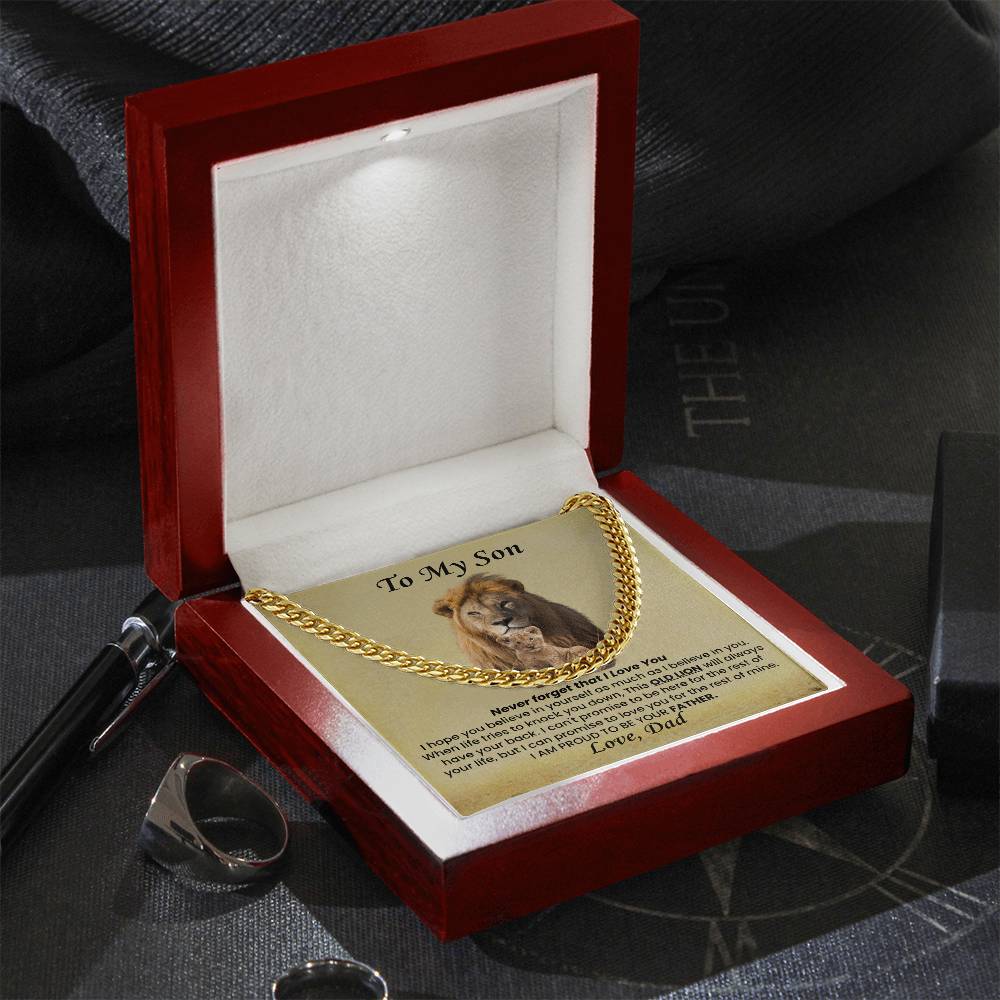 To My Son Necklace from Dad - I believe in you - Cuban Link Chain