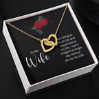 To My Wife Necklace - Romantic Birthday Jewelry Gift from Husband for Valentine’s Day & Long Lasting Memories - Interlocking Hearts Necklace