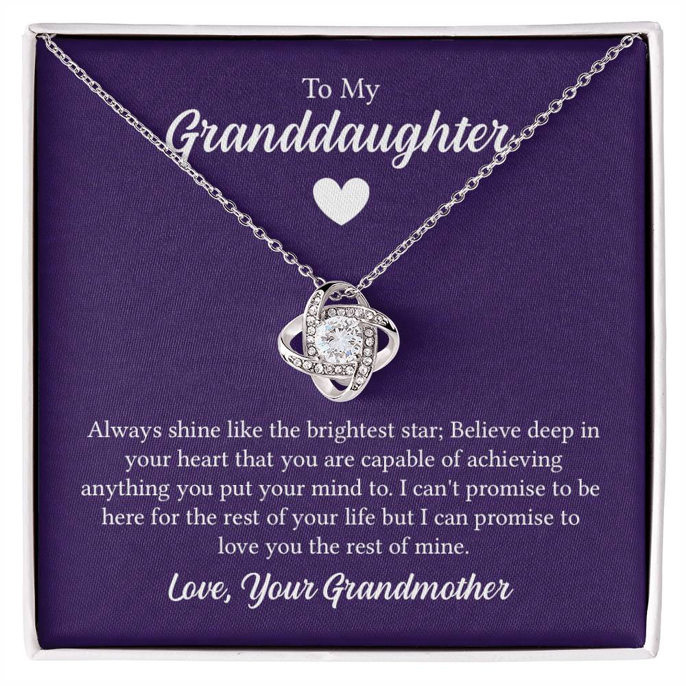 To My Granddaughter Necklace – Gift from Grandmother for Granddaughter – Love Knot Necklace