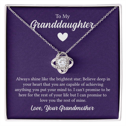 To My Granddaughter Necklace – Gift from Grandmother for Granddaughter – Love Knot Necklace
