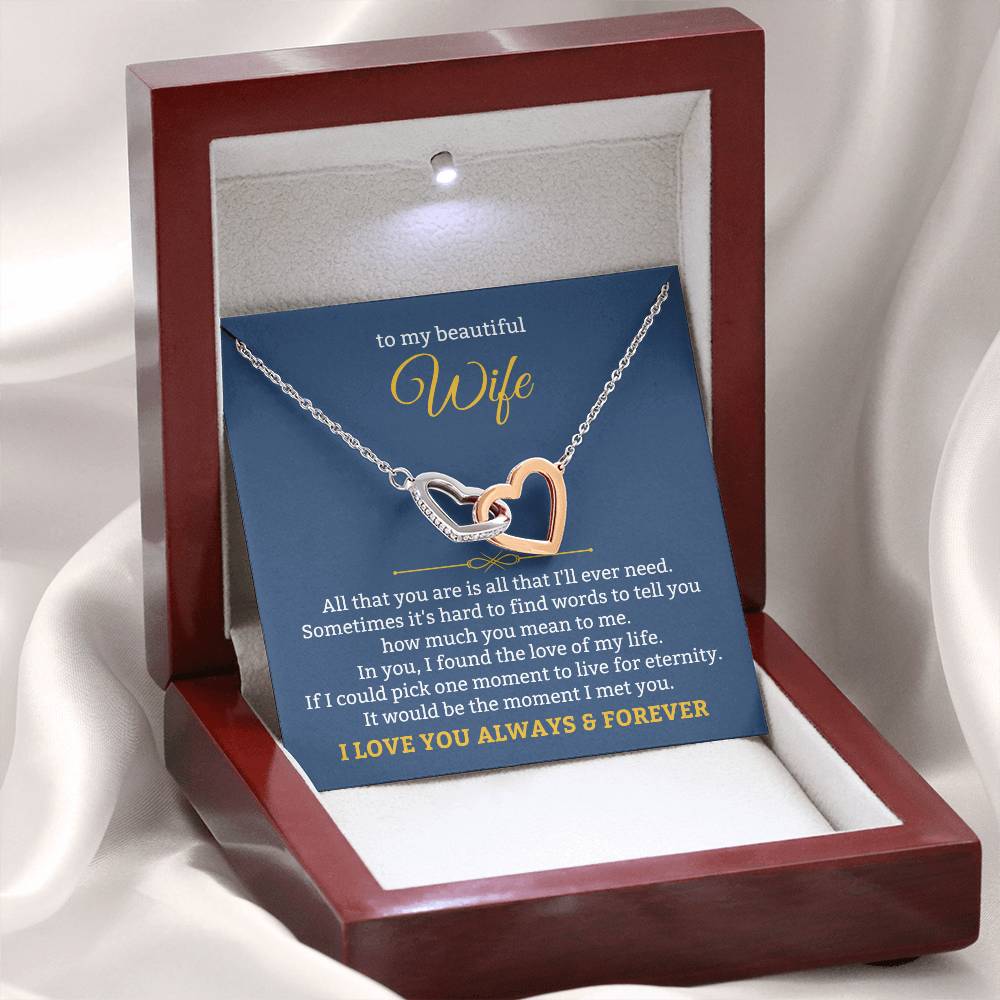 To My Wife Necklace - Romantic Jewelry for Valentine’s Day & Anniversaries - Interlocking Hearts Necklace