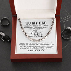 Dad Necklace Gift, Stylish Cuban Chain With Message Card, Father’s Day & Birthday Jewelry, To My Dad