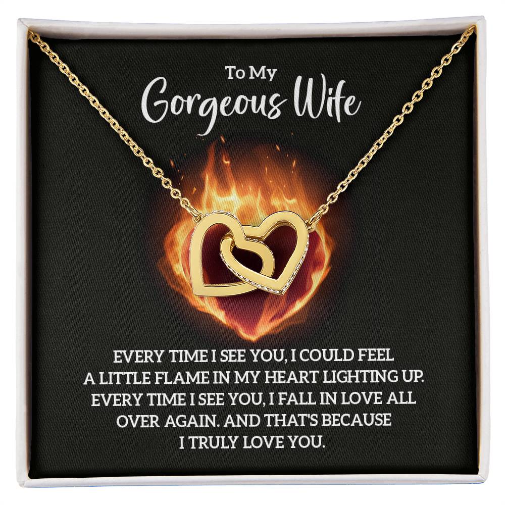 To My Wife Necklace - Special Love Jewelry for Wife from Husband for Birthday, Anniversary & Valentine’s Day - Interlocking Hearts Necklace
