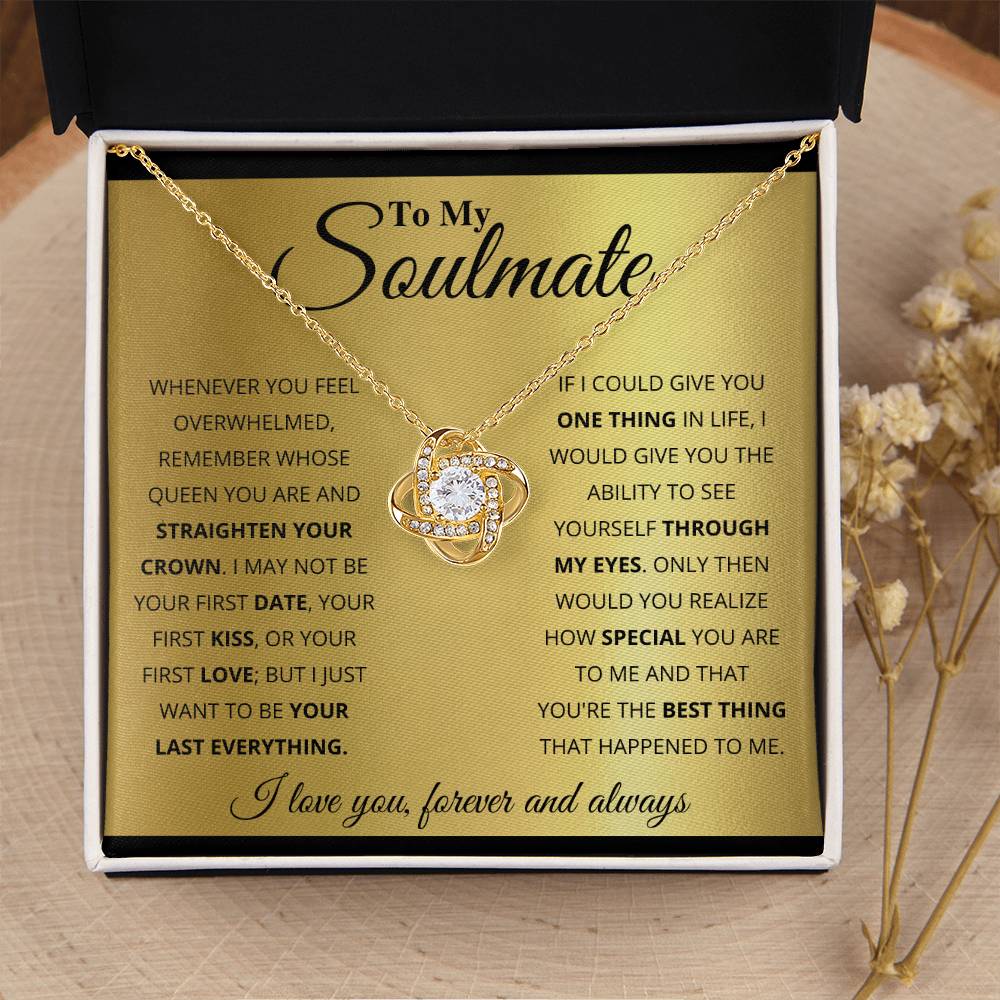 To My Soulmate Necklace - Long Distance Relationship Soulmate Gift for Romantic Occasions - Love Knot Necklace