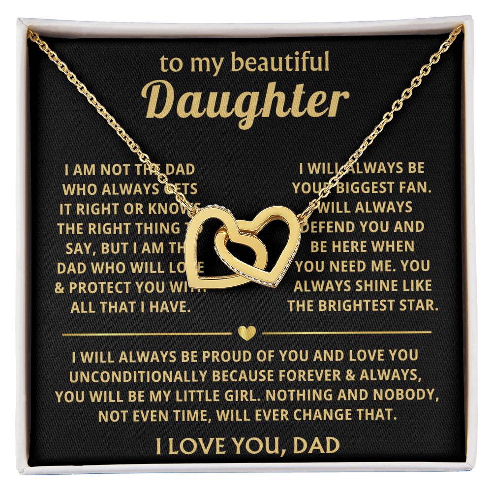 To My Daughter Necklace - Holiday Gift for Daughter from Dad - Interlocking Hearts Necklace