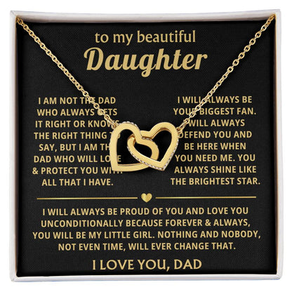 To My Daughter Necklace - Holiday Gift for Daughter from Dad - Interlocking Hearts Necklace