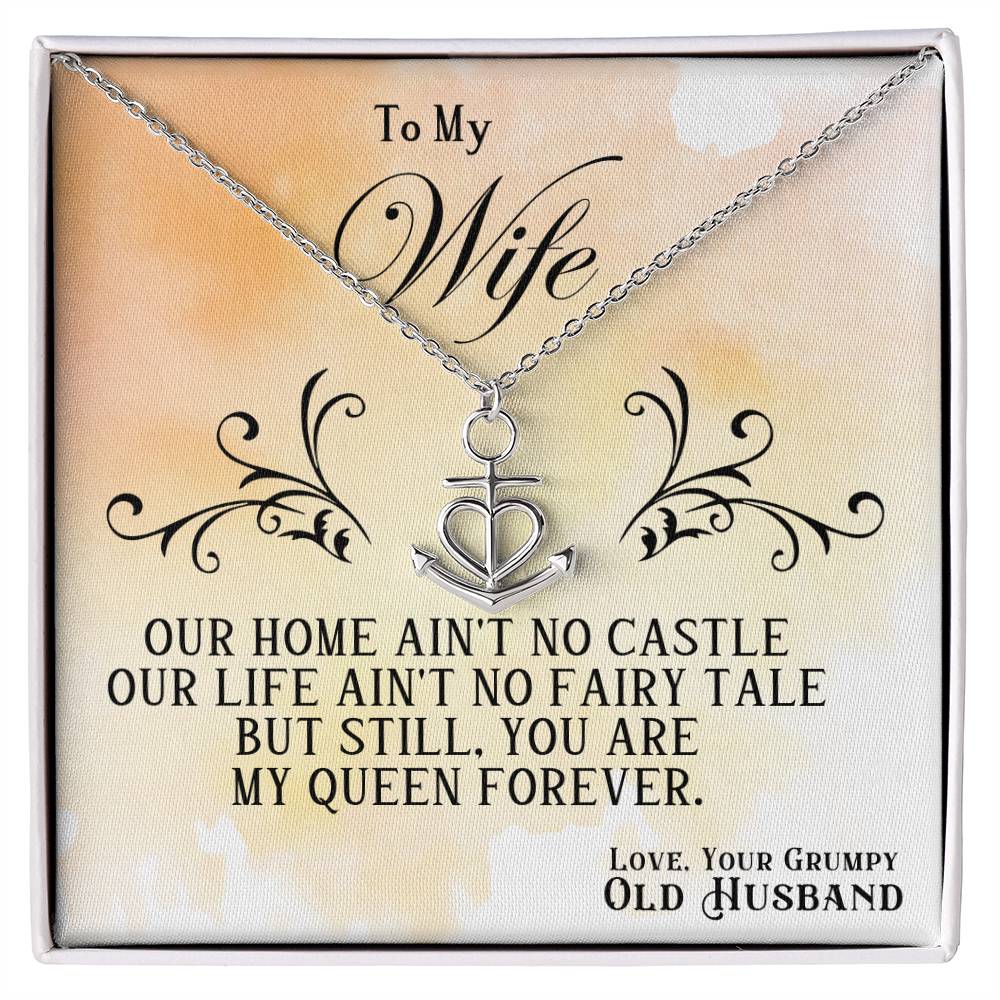 To My Wife Necklace - Best Surprise Gift for Wife from Husband for Anniversary, Christmas & Valentine’s Day - Anchor Pendant Necklace