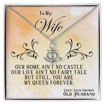 To My Wife Necklace - Best Surprise Gift for Wife from Husband for Anniversary, Christmas & Valentine’s Day - Anchor Pendant Necklace