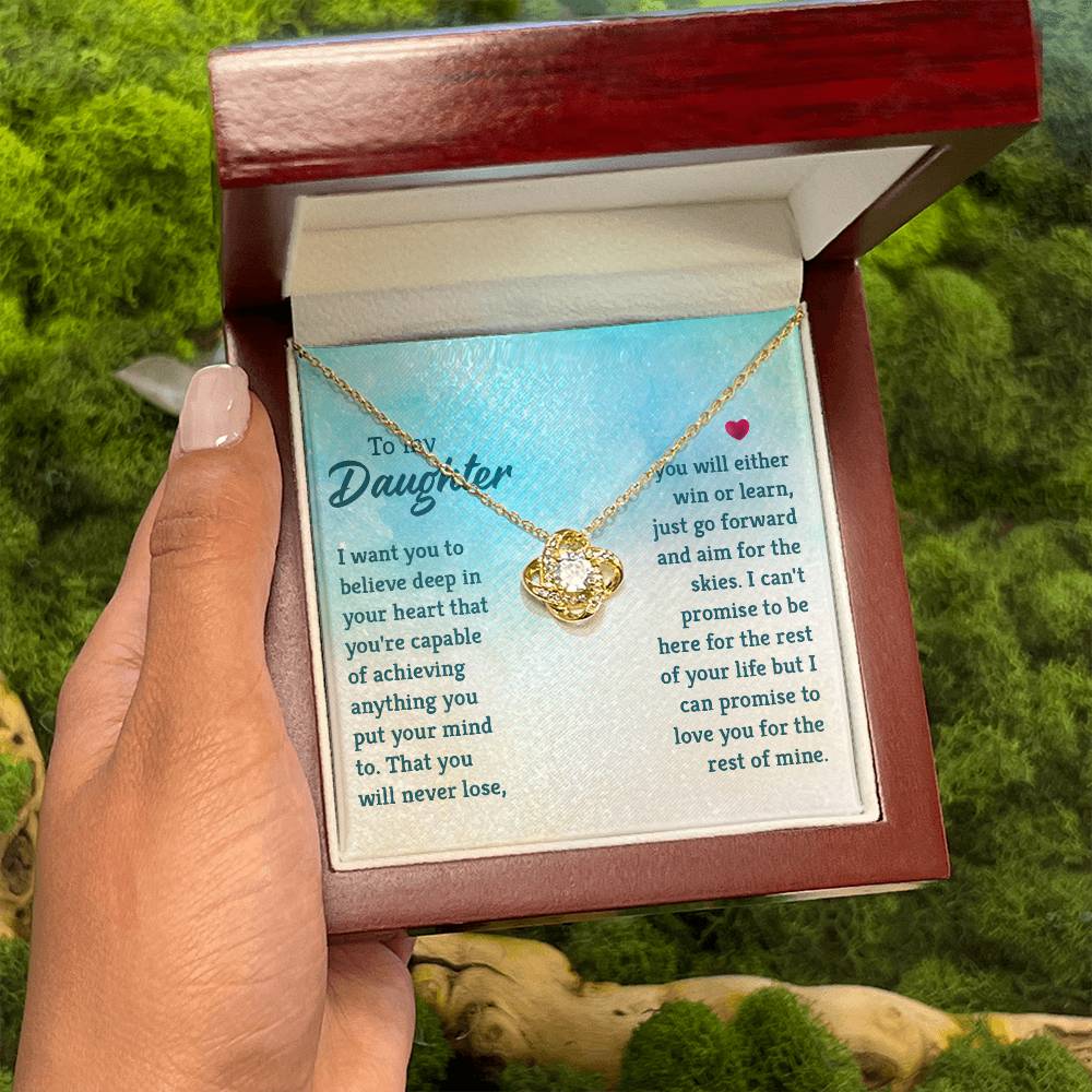 To My Daughter Necklace – Daughter Birthday Graduation Celebration Gift – Love Knot Necklace