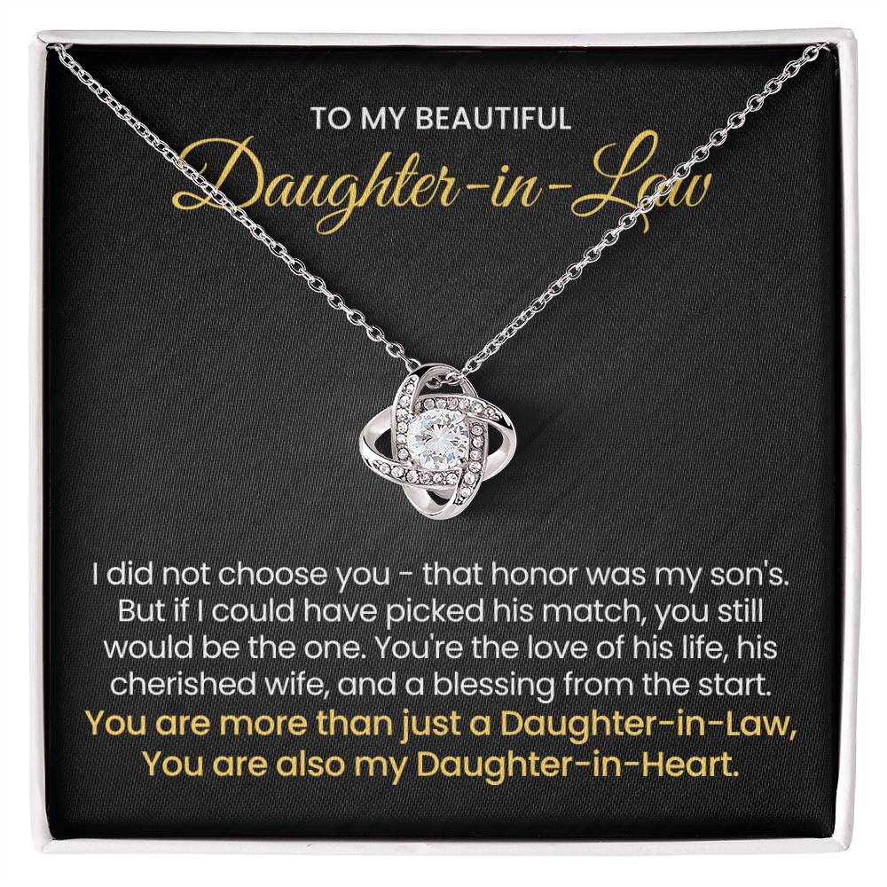 To My Daughter In Law - You are also my Daughter in heart - Love Knot Necklace