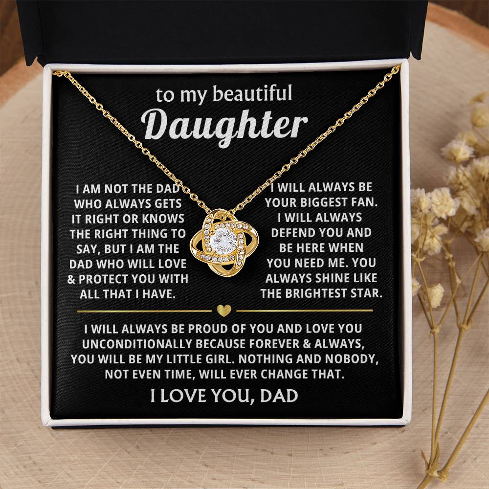 To My Daughter Necklace - Holiday Gift for Daughter from Dad - Love Knot Necklace