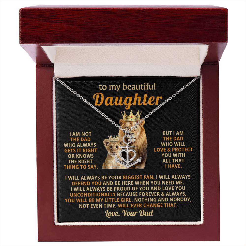 To My Daughter Necklace - I will always be your biggest fan - Gift for Daughter from Dad - Anchor Pendant Necklace
