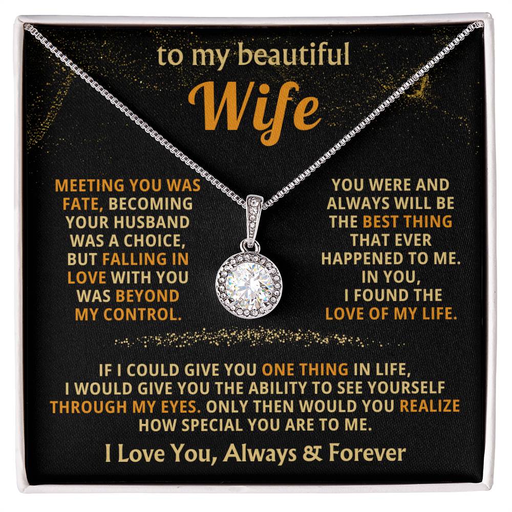 To My Beautiful Wife Necklace - Special Love Jewelry for Wife from Husband for Birthday, Anniversary & Valentine’s Day - Eternal Hope Necklace