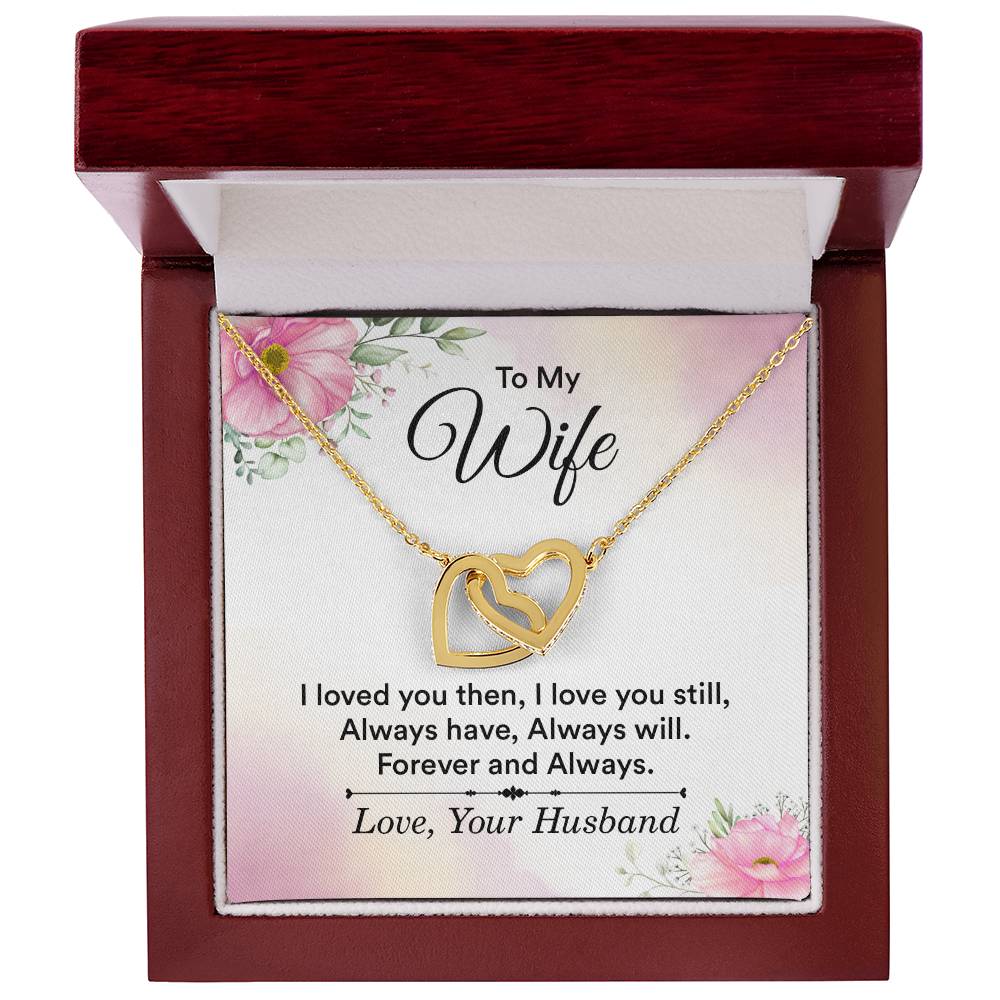 To My Wife Necklace - Emotional Jewelry for Wife from Husband to Celebrate Love on Valentine’s Day & Beyond - Interlocking Hearts Necklace