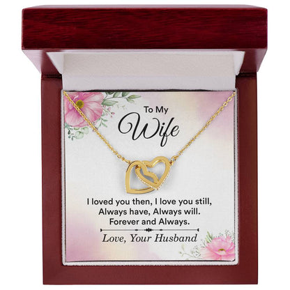 To My Wife Necklace - Emotional Jewelry for Wife from Husband to Celebrate Love on Valentine’s Day & Beyond - Interlocking Hearts Necklace