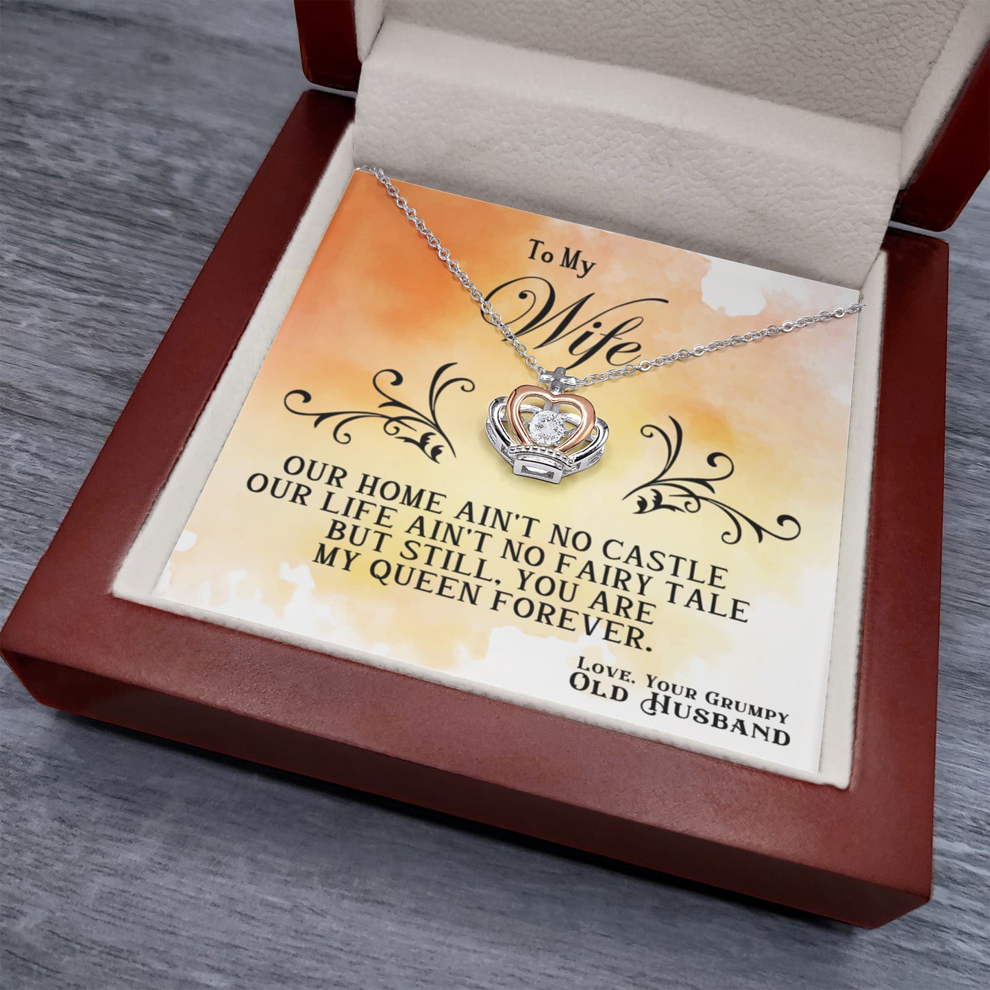 To My Wife Necklace - Perfect Romantic Gift from Husband - Crown Pendant Necklace