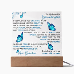 Square Acrylic Plaque for Granddaughter, Printed Personalized Gift, Birthday or Christmas Keepsake, To My Beautiful Granddaughter