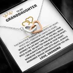 Beautiful Necklace for Granddaughter, Jewelry Gift, Timeless Keepsake, Interlocking Hearts Necklace, To My Beautiful Granddaughter
