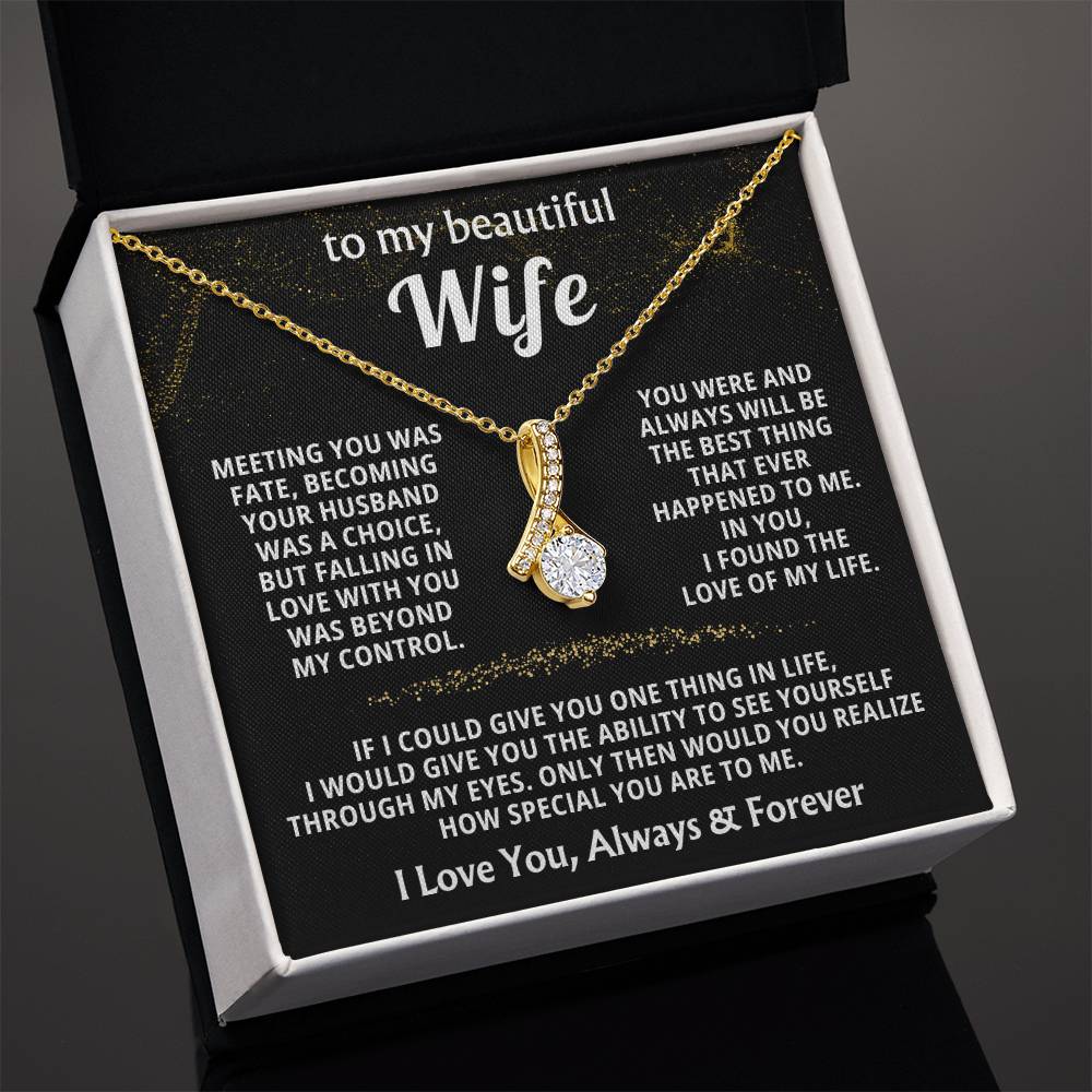 To My Beautiful Wife Necklace - Romantic Husband Gift for Christmas, Valentine’s Day & Anniversary Love Surprises - Alluring Beauty Necklace