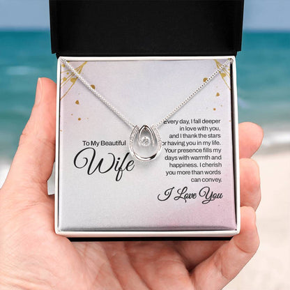 Heartfelt Gift for Wife from Husband - Romantic Jewelry for Special Occasions & Valentine’s Day - Lucky In Love Necklace