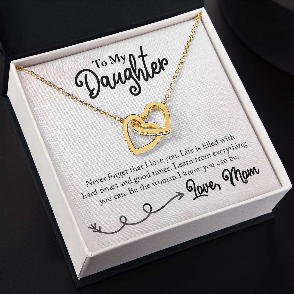 To My Daughter Necklace – Gift for Daughter from Mom – Interlocking Hearts Necklace