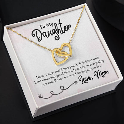To My Daughter Necklace – Gift for Daughter from Mom – Interlocking Hearts Necklace