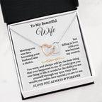 To My Wife Necklace - Sentimental Jewelry Gift from Husband for Birthday, Anniversary & Valentine’s Day - Interlocking Hearts Necklace