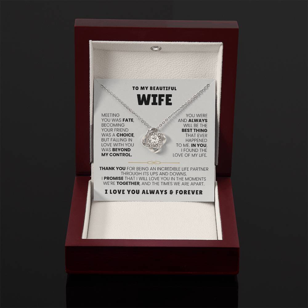To My Wife Necklace - Emotional Jewelry for Wife from Husband to Celebrate Love on Valentine’s Day & Beyond - Love Knot Necklace